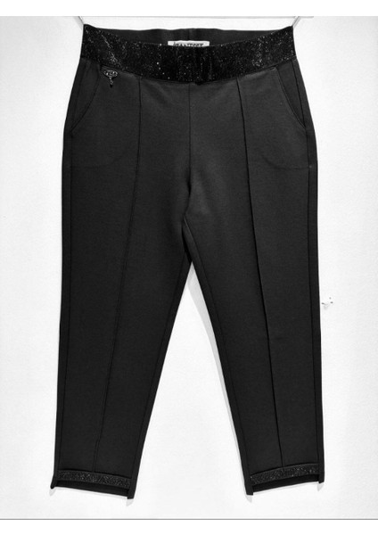 Büyük Beden Mom Yüksek Bel Dar Paça Taş Detaylı Örme Kadın Pantolon indirimleri