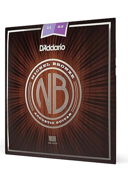 D'addario NB1152 Akustik Gitar Tel Seti, Nickel Bronze, Custom-Lite