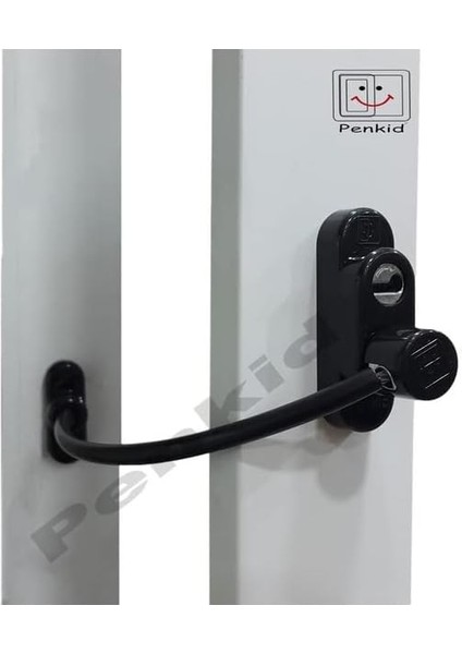 Penkid Çelik Halatlı Kablolu Pvc Pencere Emniyet Çocuk Güvenlik Kilidi 7 Adet (Siyah)