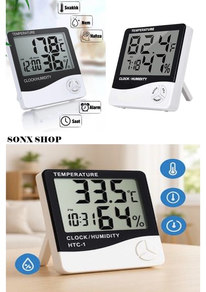 Akıllı Dijital Nem Sıcaklık Ölçer Termometre Masa Saati Fonksiyonel Ev Oda Ortam Dijital Sensörlü