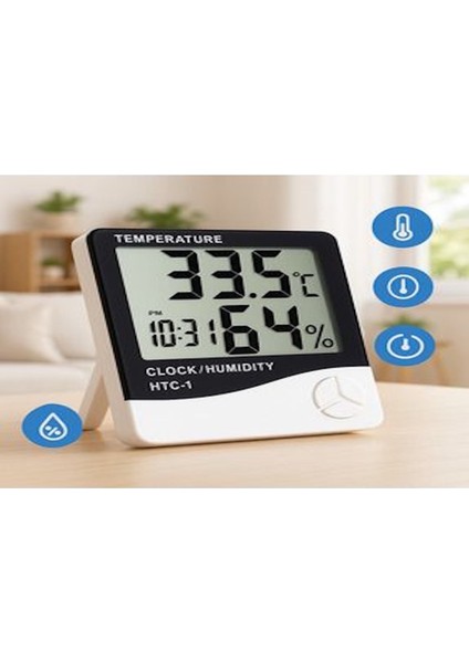 Akıllı Dijital Nem Sıcaklık Ölçer Termometre Masa Saati Fonksiyonel Ev Oda Ortam Dijital Sensörlü modelleri