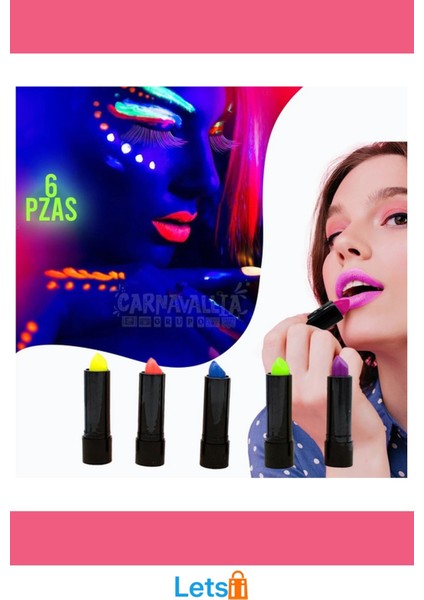 Karanlıkta Parlayan Neon Ruj 6 Renkli Set modelleri