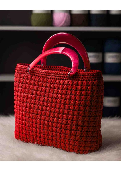 Lüks El Yapımı Çanta | Kalın Örgü Desenli Şık Çanta | En 30 Boy 35 cm