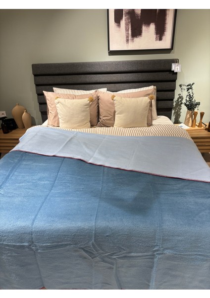 Bohemhouse Çift Taraflı Iki Renk Düz Pamuklu Kalın Yumuşak Battal Boy Battaniye 2000GR 200X220CM