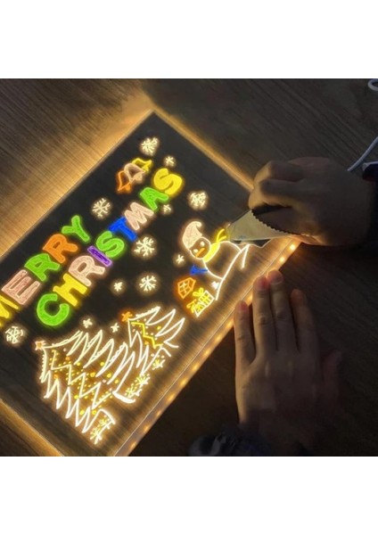 LED Aydınlatmalı Yazı ve Çizim Tahtası - Büyük Boy 30x20 cm