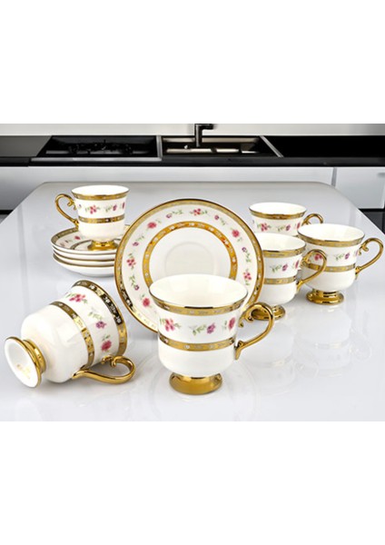 Porselen Ayaklı Fincan Takımı 6lı 90 cc (RSY-238)