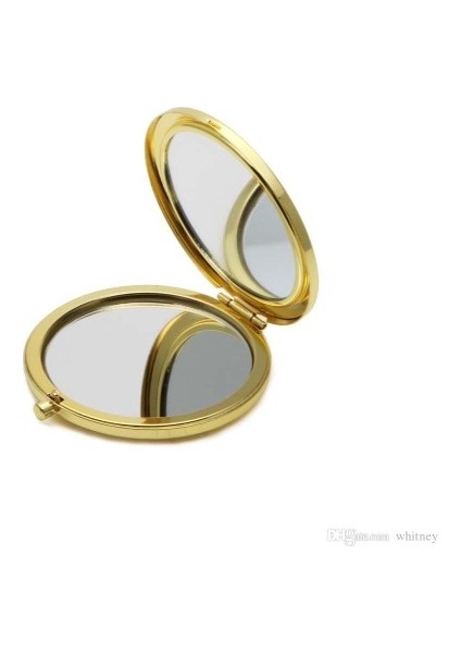 Büro Ev Ofis Personeli Için Sarı Metalik Çantada Taşınır Mini Ayna