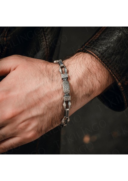 925 Ayar Gümüş Mavi Zirkon Taşlı Örgü Model Zincir Işlemeli Lüks Tasarım Erkek Bileklik fırsatları