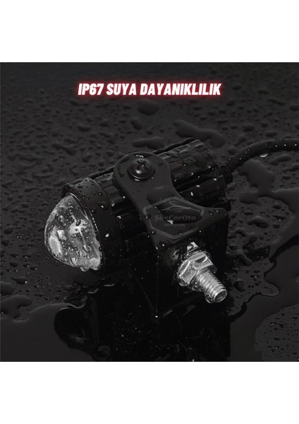 Motosiklet Mini Sis Farı Çift Renk Sarı-Beyaz Aç Kapa Düğmeli Scooter Araç Off Road LED Lamba 8V-80V Projektör Metal Kasa Arazi Çalışma Lambası 2 Adet Set