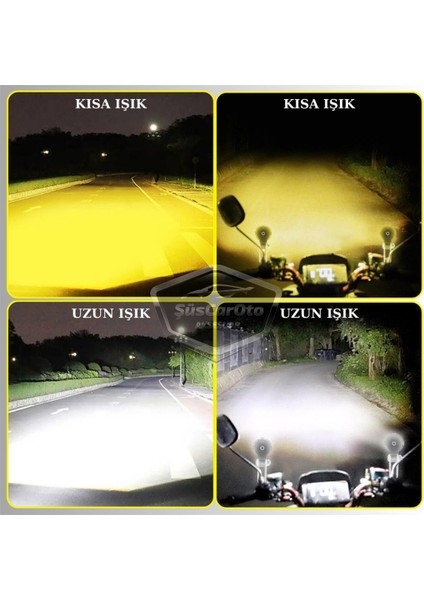 Motosiklet Mini Sis Farı Çift Renk Sarı-Beyaz Aç Kapa Düğmeli Scooter Araç Off Road LED Lamba 8V-80V Projektör Metal Kasa Arazi Çalışma Lambası 2 Adet Set