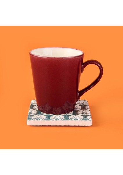 Kitchen Beyaz Çiçekli Taş Bardak Altlığı - Renkli - 10X10 cm fiyatları