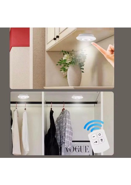 3 Lü Kumandalı Yapışkanlı Kablosuz Pilli LED Spot Lamba Işıldak modelleri