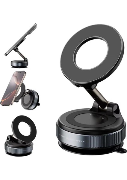 Manyetik Vakumlu Araç Içi Telefon Tutucu - 360 Derece Dönebilen Ayaklı