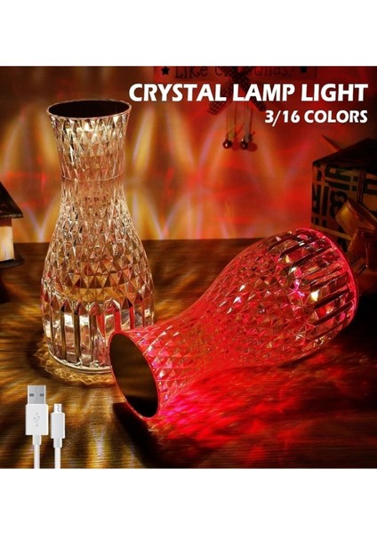 Kristal Masa Lambası Rgb Renk Değiştiren Gece Lambası 16 Renk ve 4 Mod Dokunmatik Kontrol fiyatları