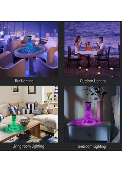 Kristal Masa Lambası Rgb Renk Değiştiren Gece Lambası 16 Renk ve 4 Mod Dokunmatik Kontrol