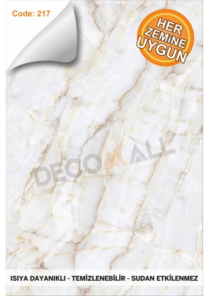 Suya Dayanıklı Mutfak Banyo Zemin Mermer Mobilya Fayans Yapışkanlı Folyo Kaplama Code 217