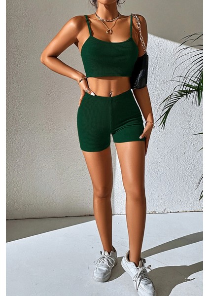 Kadın Yeşil Şortlu Kaşkorse Gecelik Takım modelleri