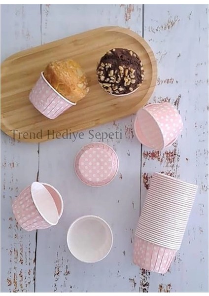 50'li Açık Pembe Puantiyeli Muffin Kek Kalıbı, Kek Kapsülü Cupcake Kalıbı fiyatları