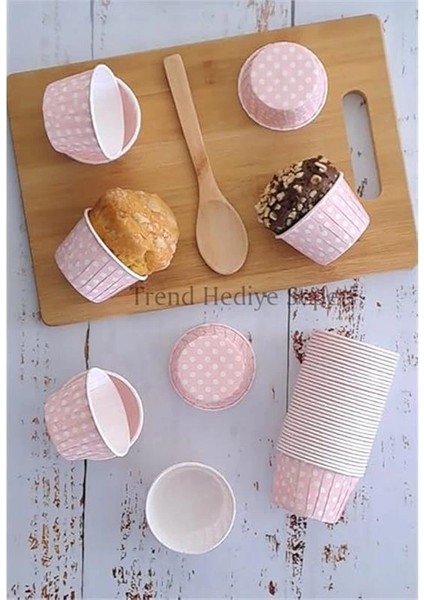 50'li Açık Pembe Puantiyeli Muffin Kek Kalıbı, Kek Kapsülü Cupcake Kalıbı fırsatları