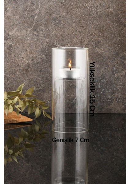 Şeffaf Cam Silindir Mumluk Seti, 2'li, Isıya Dayanıklı, Çok Amaçlı, Modern Tasarım fiyatları