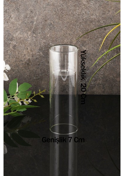 Şeffaf Cam Silindir Mumluk Seti, 2'li, Isıya Dayanıklı, Çok Amaçlı, Modern Tasarım modelleri