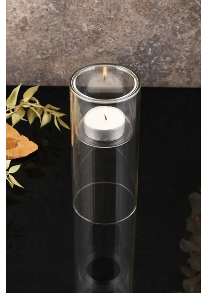 Şeffaf Cam Silindir Mumluk Seti, 2'li, Isıya Dayanıklı, Çok Amaçlı, Modern Tasarım fırsatları