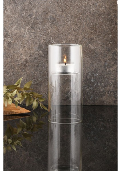 Şeffaf Cam Silindir Mumluk Seti, 2'li, Isıya Dayanıklı, Çok Amaçlı, Modern Tasarım indirimleri