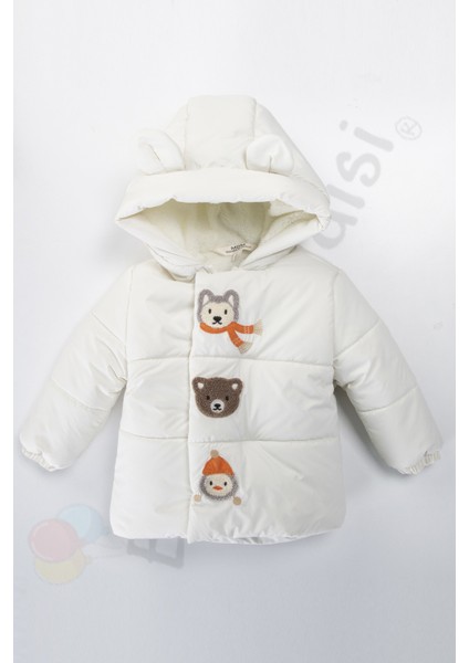 Su Geçirmez Içi Kürklü Peluş Fermuarlı Kalın Kapüşonlu Şişme Kar Kışlık Erkek Bebek Mont Çocuk Kaban