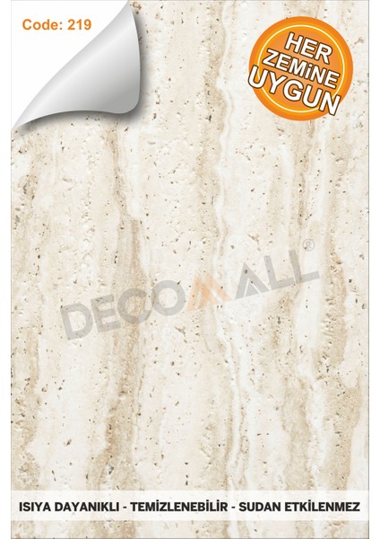 Suya Dayanıklı Mutfak Banyo Zemin Mermer Mobilya Fayans Yapışkanlı Folyo Kaplama Code 219