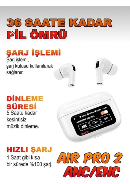 Air 2 Max Plus Anc Dokunmatik Ekranlı Bluetooth Kulaklık Ios Android Tüm Telefonlara Uyumlu Kulaklık modelleri