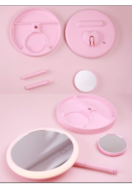 Dokunmatik LED Işıklı USB Li Yuvarlak Masa Üstü Makyaj Aynası Makyaj Aynası Ledli modelleri