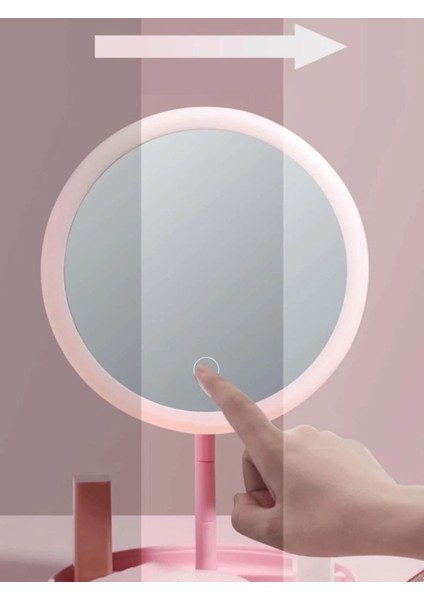 Dokunmatik LED Işıklı USB Li Yuvarlak Masa Üstü Makyaj Aynası Makyaj Aynası Ledli