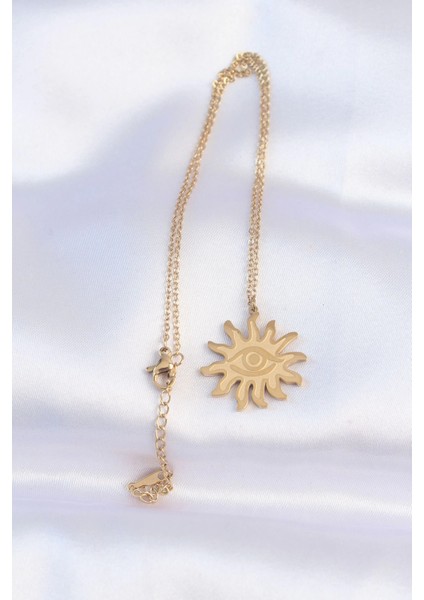 316L Çelik Zincir Gold Renk Göz Güneşi Tasarımlı Kolye fiyatları