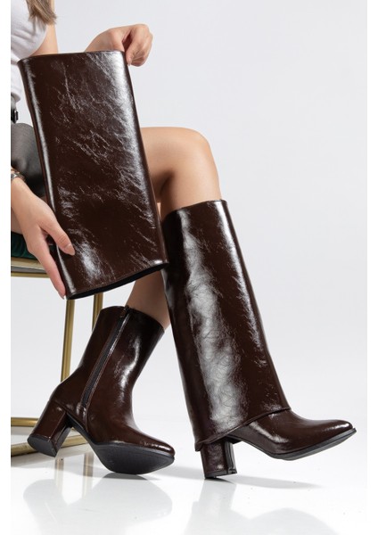 Wila Kahverengi Parlak Topuklu Tak Çıkar Çizme fiyatları