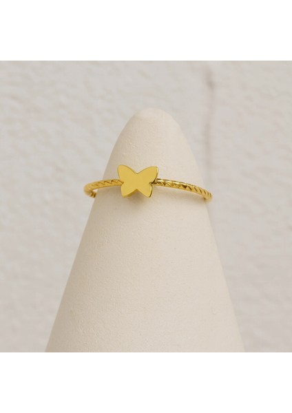 14 Ayar Altın Minik Kelebek Sarmal Yüzük modelleri