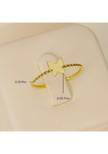 14 Ayar Altın Minik Kelebek Sarmal Yüzük fırsatları