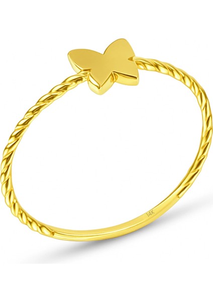 14 Ayar Altın Minik Kelebek Sarmal Yüzük indirimleri