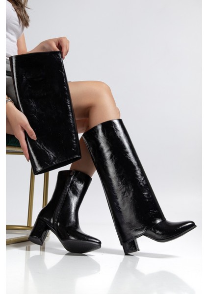 Wila Siyah Parlak Topuklu Tak Çıkar Çizme