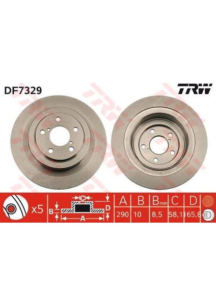 Fren Diskiarka Legacy 98&gt;03 Outback 00&gt;03 Düz 290MM DF7329