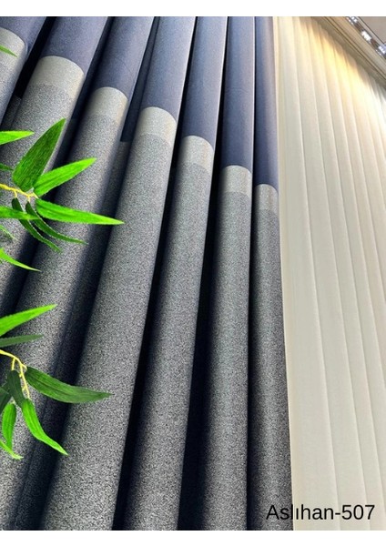 Nivemeshome Aslıhan Lacivert FT632116 V-507 1/3 Sık Pile Fon Perde Apm