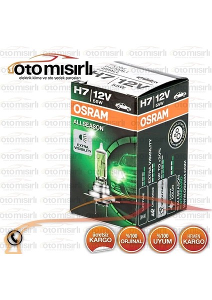Osram H7 Allseason Super +%30 Kolormatik Kar ve Sis Için Özel