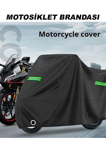 Rks RT250 Reflektörlü Siyah Branda,motosiklet Brandası,motor Branda Motor Örtüsü (Güvenlik Kilidi ve Bağlantı Tokalı)