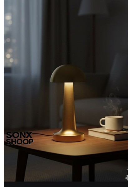 Dokunmatik Mantar Masa Lambası Gold Kasa Renkli 3 Işık Şarjlı Masa Lambası fiyatları