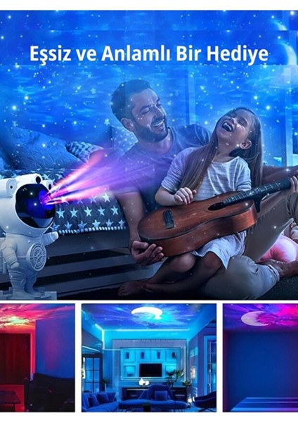 Astronot Bluetooth Hoparlör Bulutsusu Galax Yay Tavan Gökyüzü Projektör Zamanlayıcı Gece Lambası