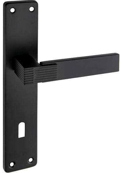 Premium Ahenk Arma Aynalı Kapı Kolu (Oda-Wc-Yale Kilit Tipleri)(Takım) Mat Siyah