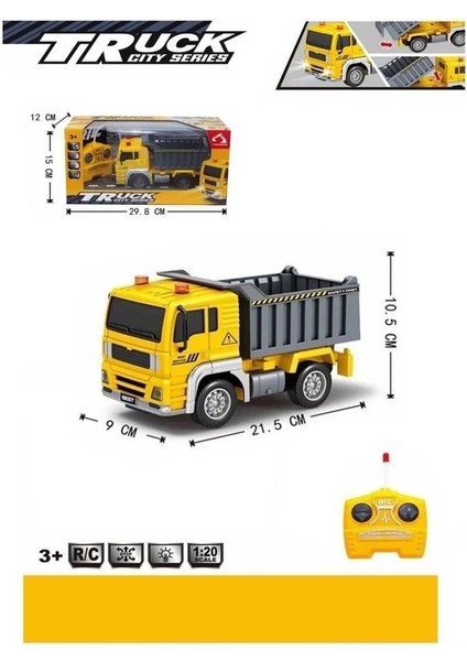 Kumandalı Pilli Işıklı 1:20 Ölçek Sesli Eğitici Oyuncak Damperli Kamyon Araba
