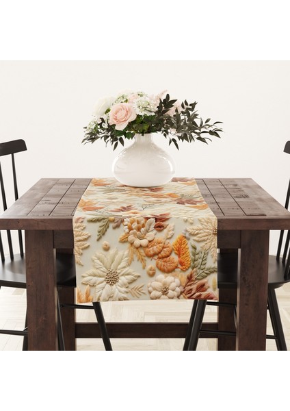 Punch Nakış Desen 3 Boyutlu Leke Tutmaz Kumaş Kenarları Dikişli Dekoratif Masa Örtüsü Runner 45×100 cm fiyatları