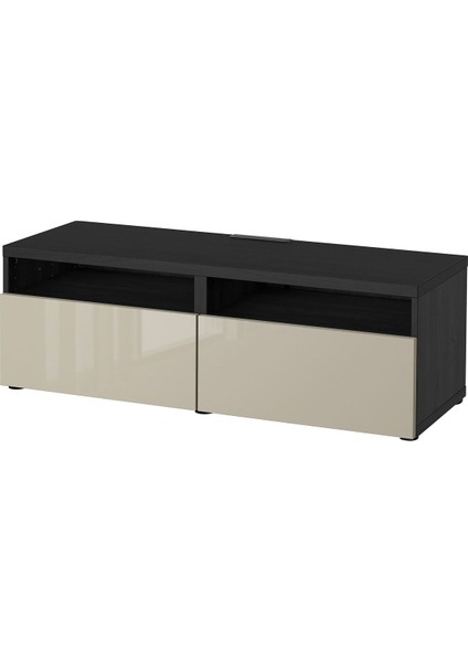 Tv sehpası, venge-parlak cila-bej, 120x42x39 cm, SELSVIKEN, fren raylı