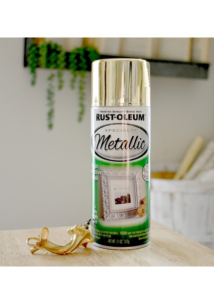 Rust-Oleum 1910830 Metalik Gold Sprey Boya 325 ml Parlak Altın Yansıtıcı Metalik Boya El Işine Özel