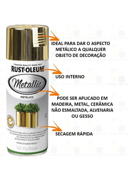 Rust-Oleum 1910830 Metalik Gold Sprey Boya 325 ml Parlak Altın Yansıtıcı Metalik Boya El Işine Özel indirimleri